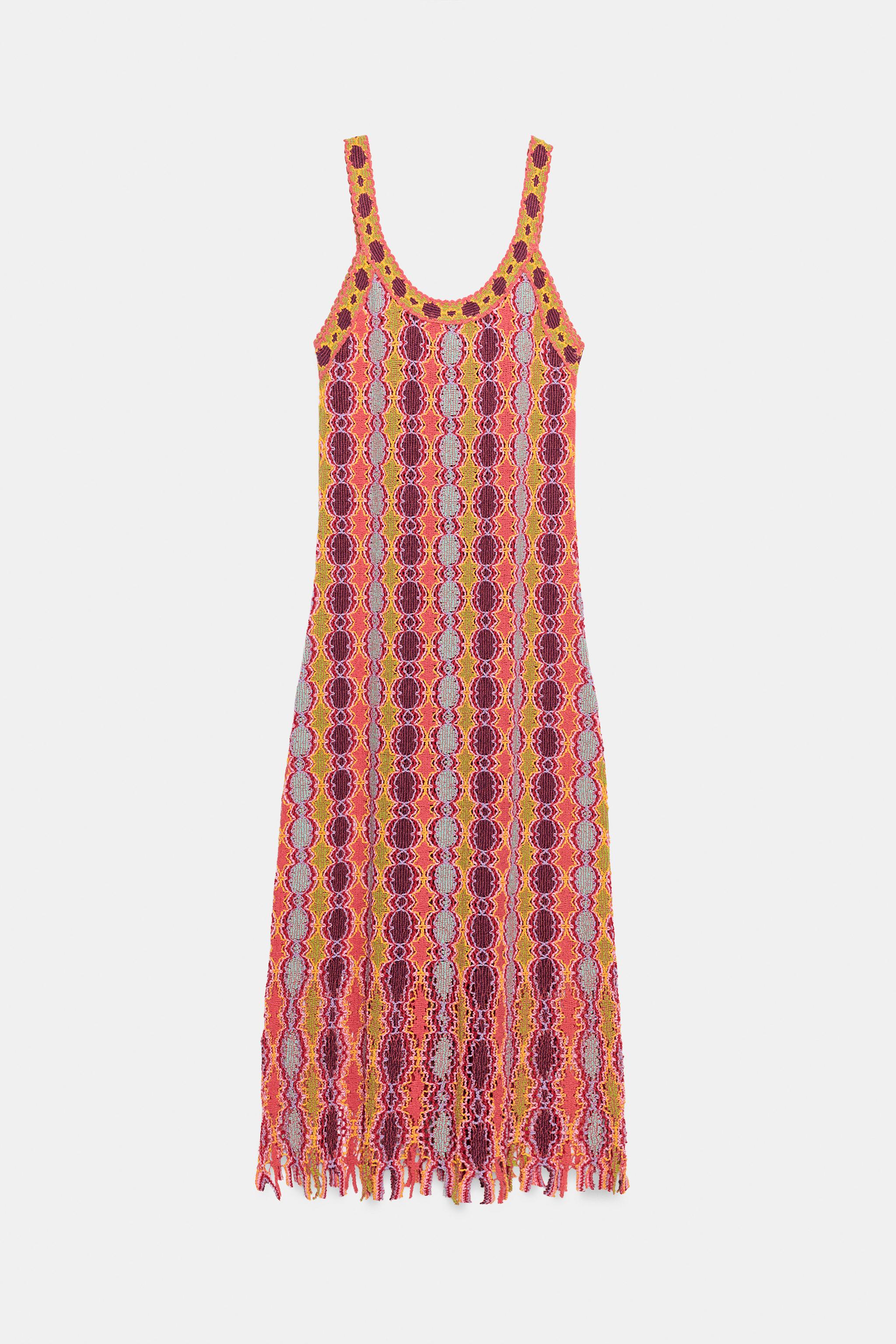 LONG FRINGED KNIT DRESS